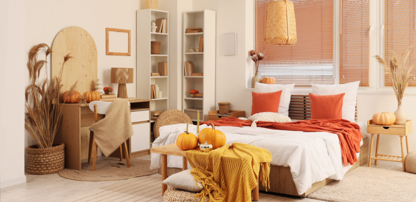 Fall themed stylish bedroom