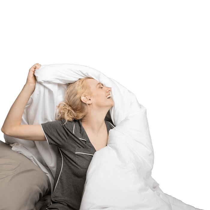 Happy female with luxury cover