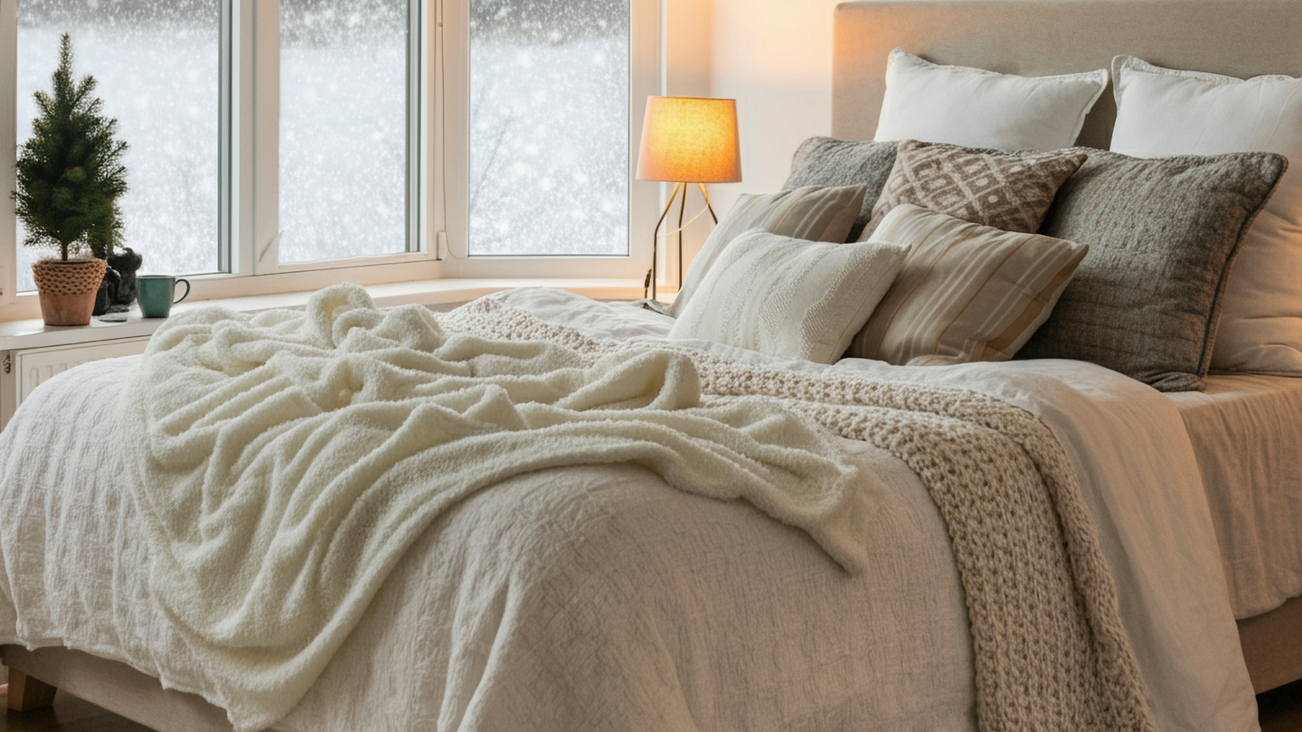 Cosy, warm, snuggly winter bedroom